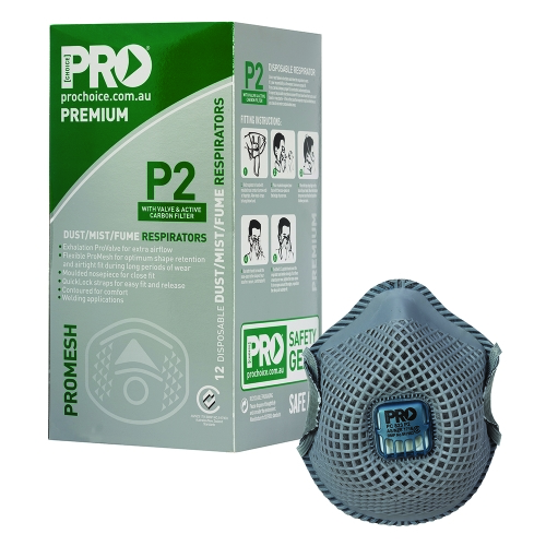 MESH P2 RESPIRATOR WITH VALVE &amp;amp; ACTIVE CARBON FILTER TO AUST STANDARD.